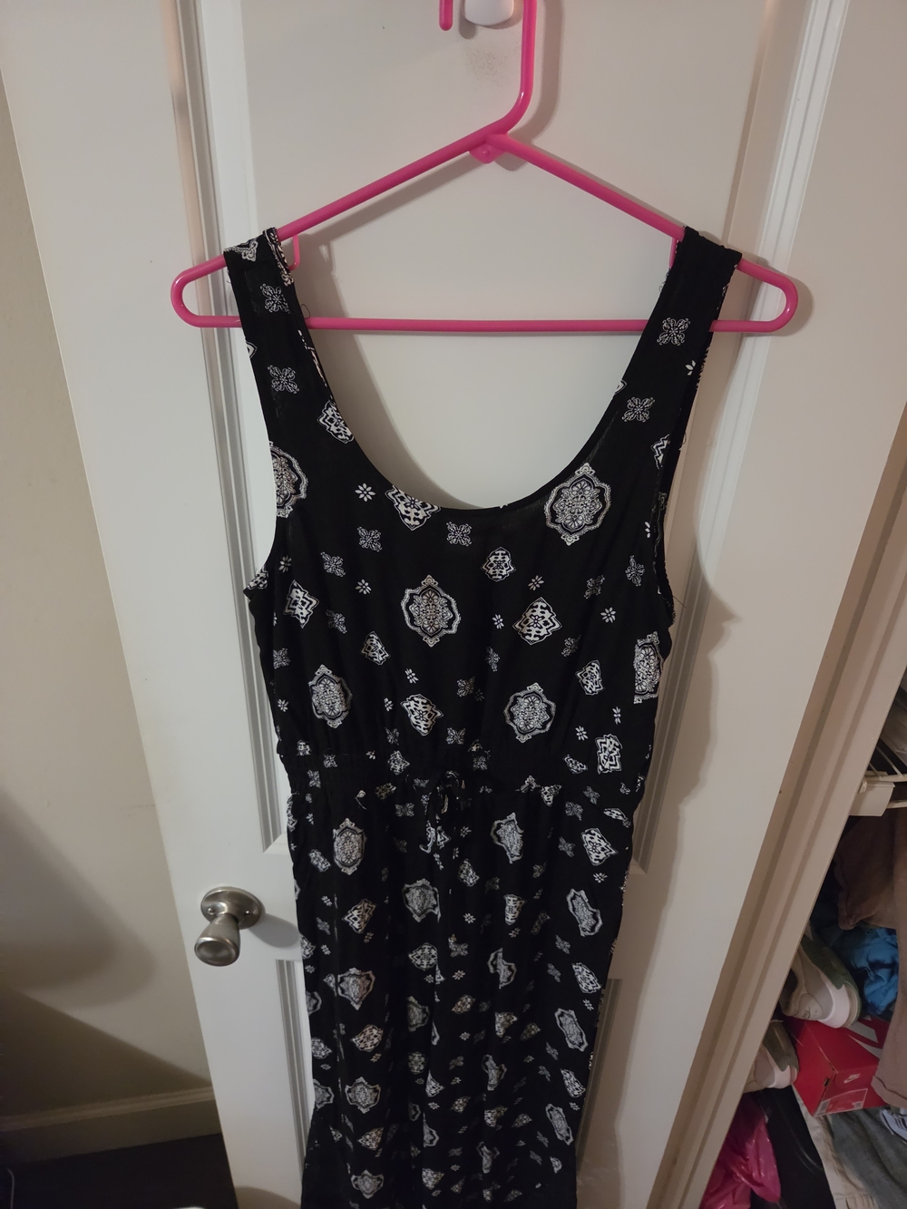Black Printed Sleeveless Women's Jumper Lace Bottom